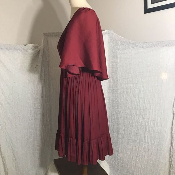 Halston Heritage Currant Red Flowy Dress Size 0 - Picture 4 of 14